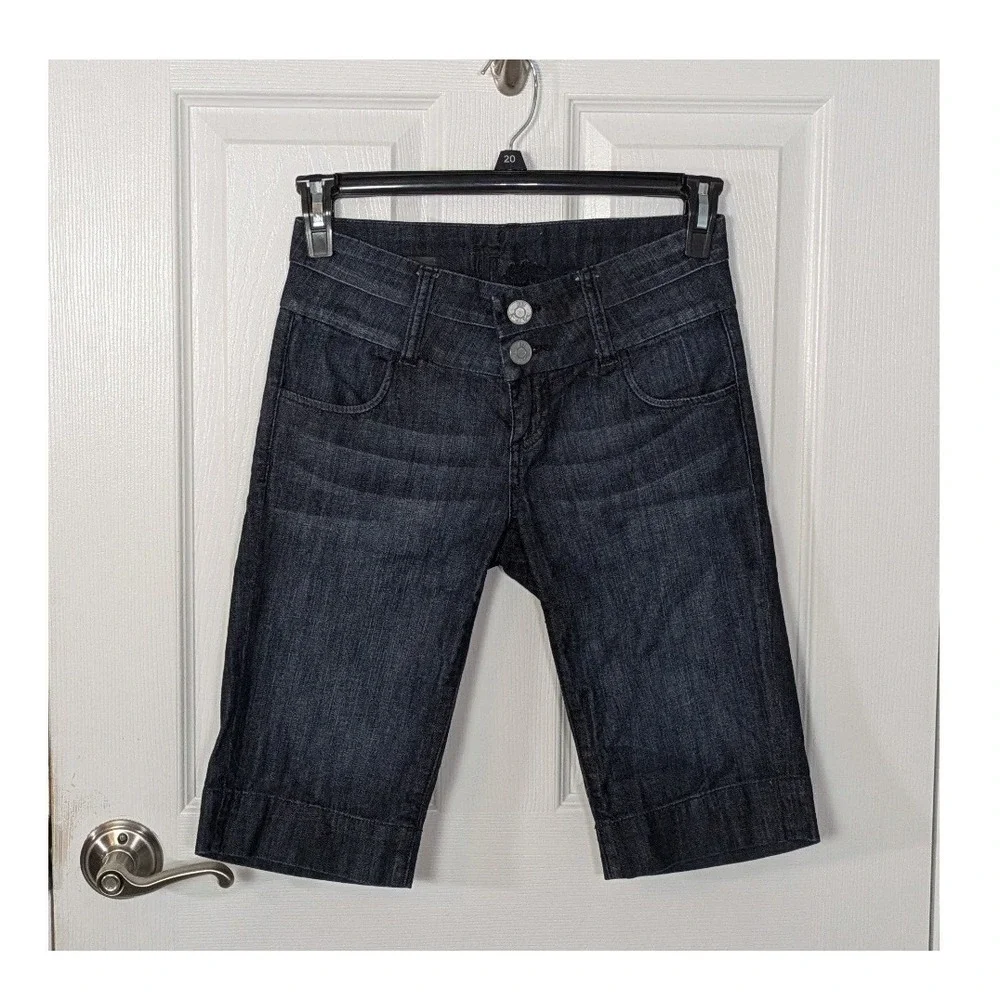 Y2K Kut From The Kloth Madeleine Bermuda Short Dark Wash Denim High Waist Size 0